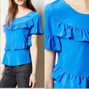 Anthropologie Tiered Midi Top Silk Ruffle Top HD in Paris